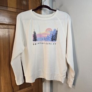 Cream Ski Park City Sunset Graphic Sweatshirt Sz Small